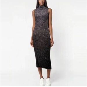 Women’s House of Harlow 1960 Black Lurex Metallic Mock Neck Dress NWT Size M